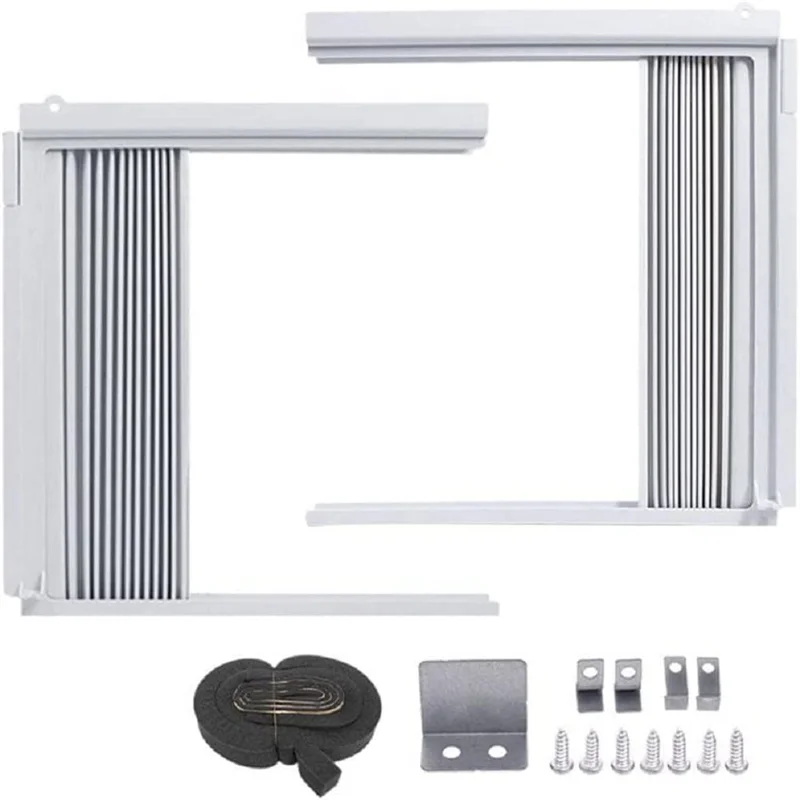 

Window Air Conditioner Side Panels with Frame, Room AC Accordion Filler Curtain Kit Replacement Adjustable with Frame