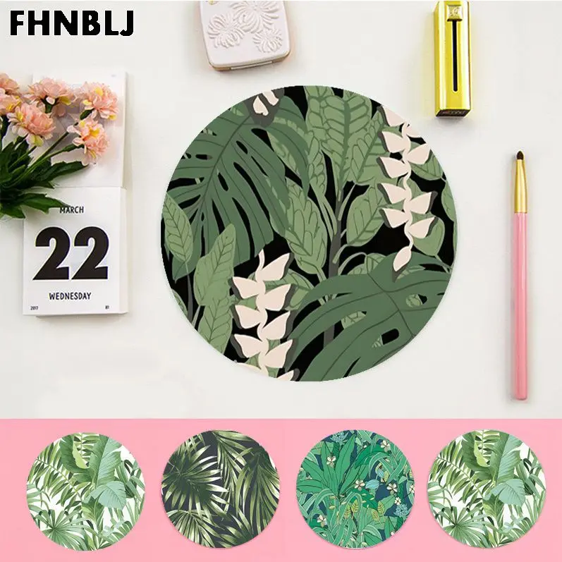 

Green Leaves Small Round Big Promotion Table Mat Student Mousepad Computer Keyboard Pad Games Pad For PC Gamer Mousemat