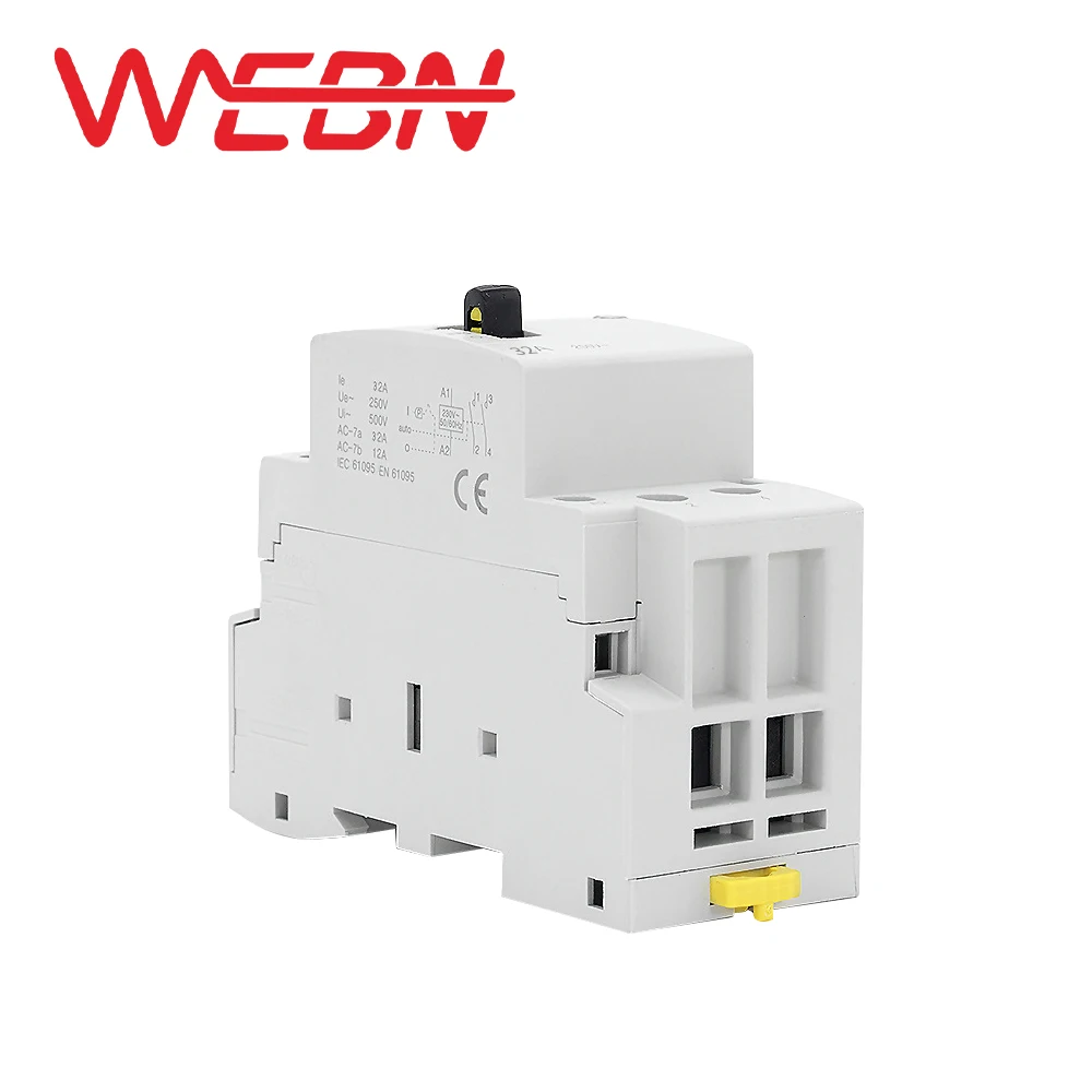 BCH8-32M Series 2P 32A Manual AC Household Contactor 220V/230V 50/60Hz Contact 2NO/1NO+1NC/2NC Din Rail Modular Contactor