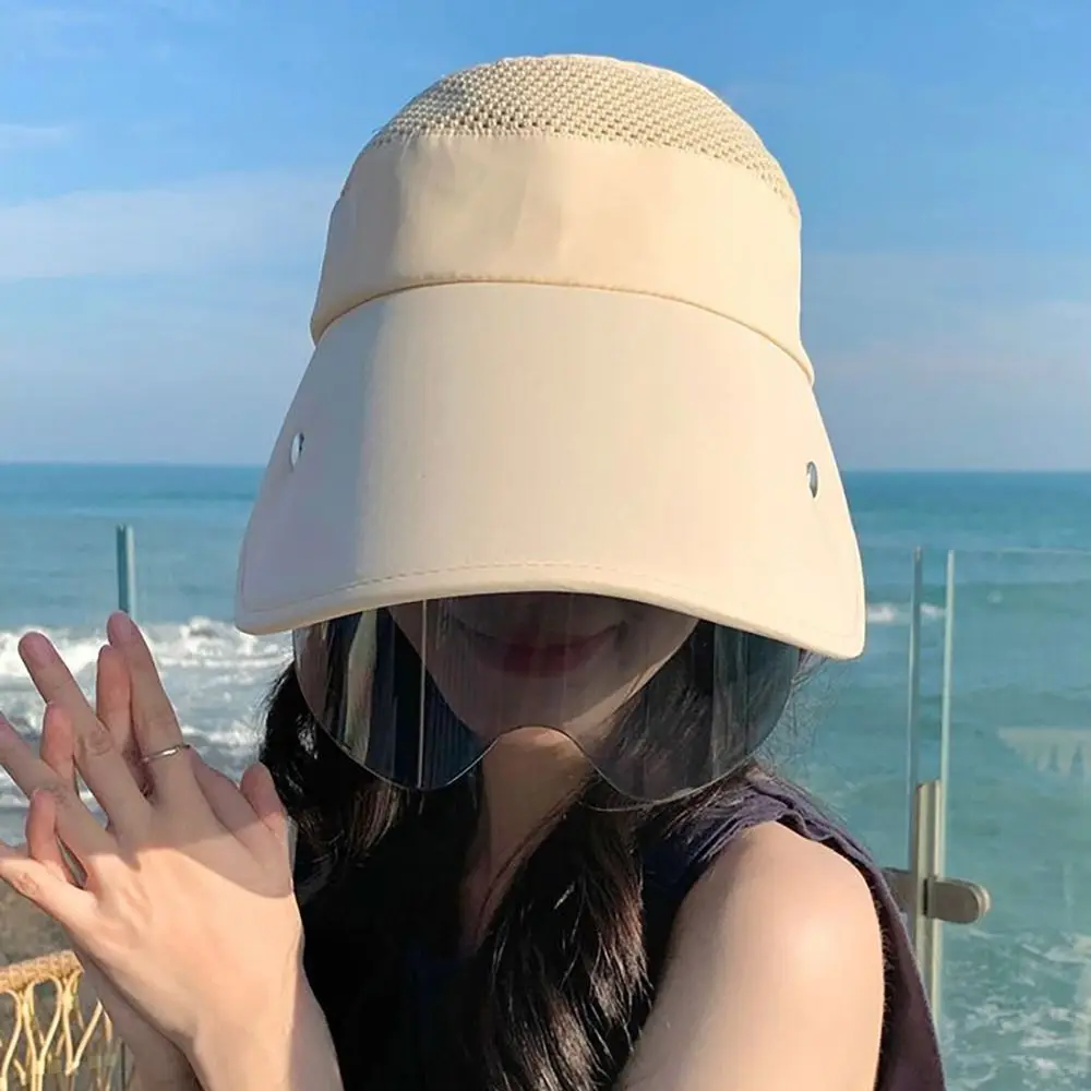 Retractable Breathable Sunscreen Visor Cap Sunglasses Female Summer Hat Anti-UV Beach Hat Sports Cap Empty Top Hat Sun Hats