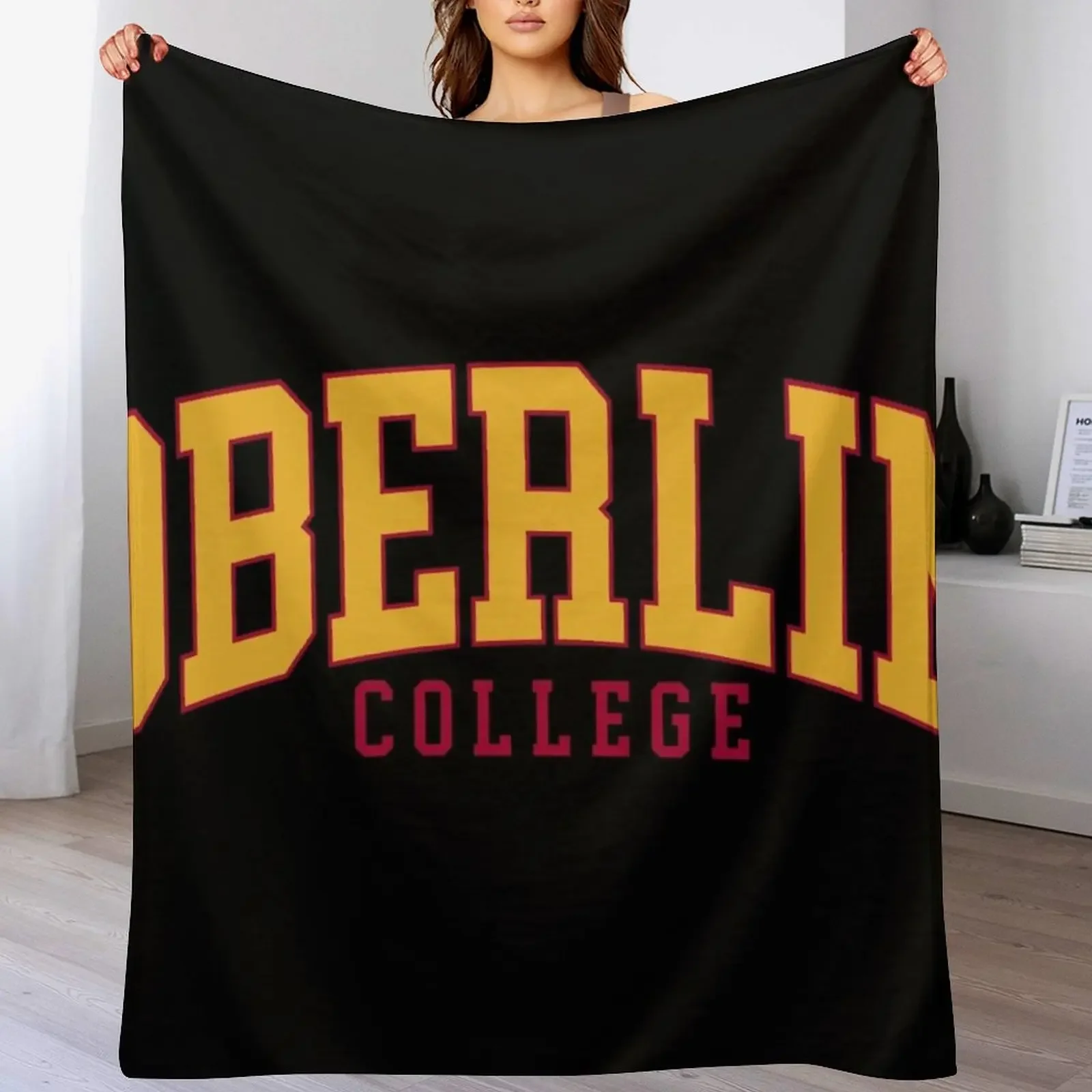 

oberlin - college font curved Throw Blanket Cozy Throw Blanket Birthday Gift for Him Her