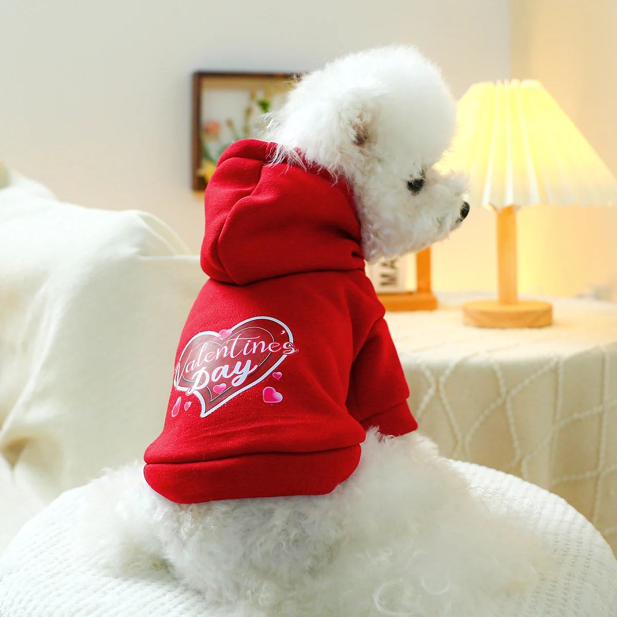 1PC Pet Clothing Dog Spring and Autumn Warm Red Love Hat American Pullover Hoodie Suitable for Small and Medium sized Dogs