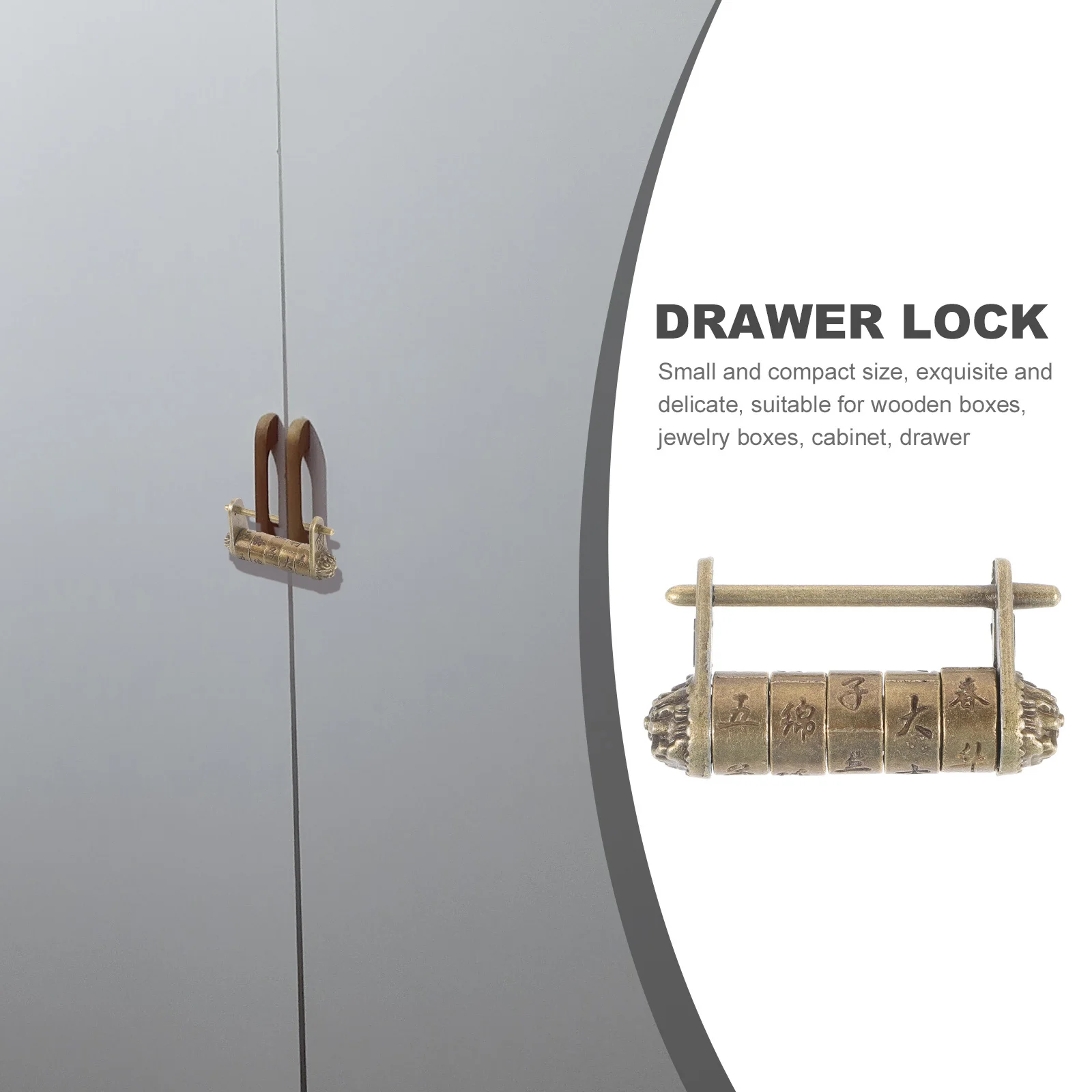 قفل بكلمة مرور نصية على الطراز الصيني العتيق قفل معدني صغير لخزانة الأدراج طقم تدقيق الطفل متين وعملي