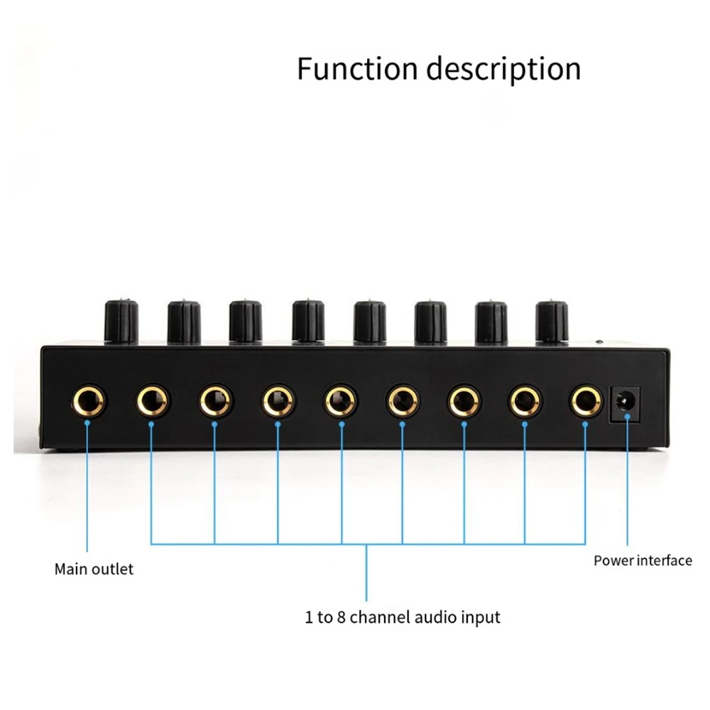 HA800 Ultra-Compact Audio Amplifier 8 Channels Mini Stereo Headphone Amplifier With Power Adapter EU US Plug Adapter Amplifiers