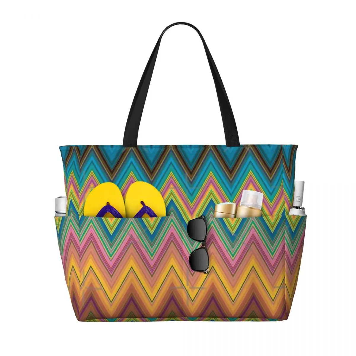 

Chevron Six Beach Travel Bag, Tote Bag Fashionable Large Capacity Gifts Birthday Gift Multi-Style Pattern