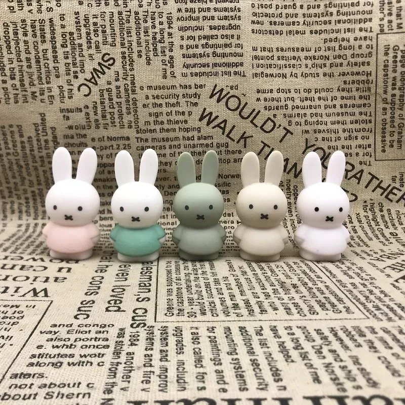 Japanese Miffys Action Figures Reading Rabbit Model Toys Cute Cartoon Doll Desktop Cake Decoration Collectible Toys Kids Gifts