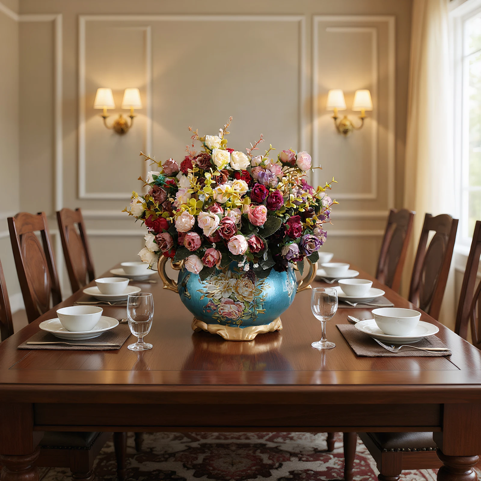 

Европейская ретро-керамическая ваза с ручкой для декора дома, спальни, гостиной (синяя)