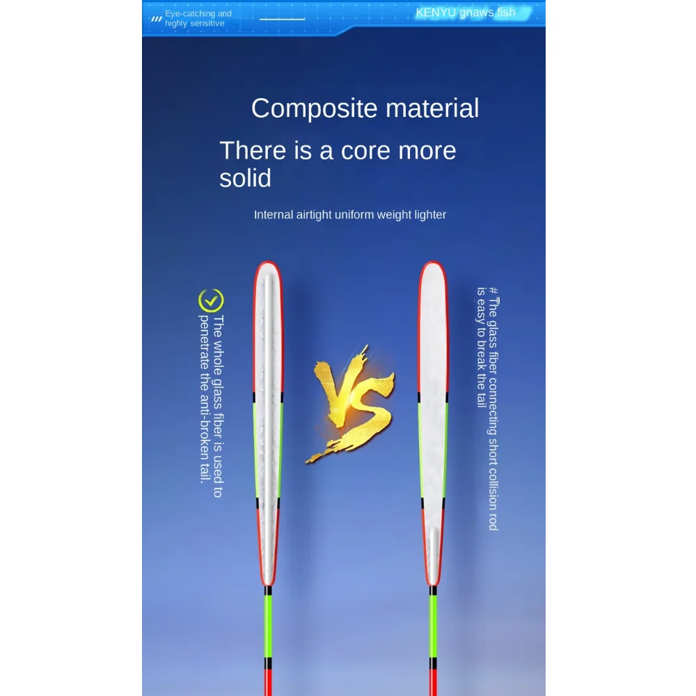 Señuelo de pesca rocosa con indicador, flotador llamativo con cola triangular, flotadores sensibles, Bobbers, tubo de deriva deslizante llamativo