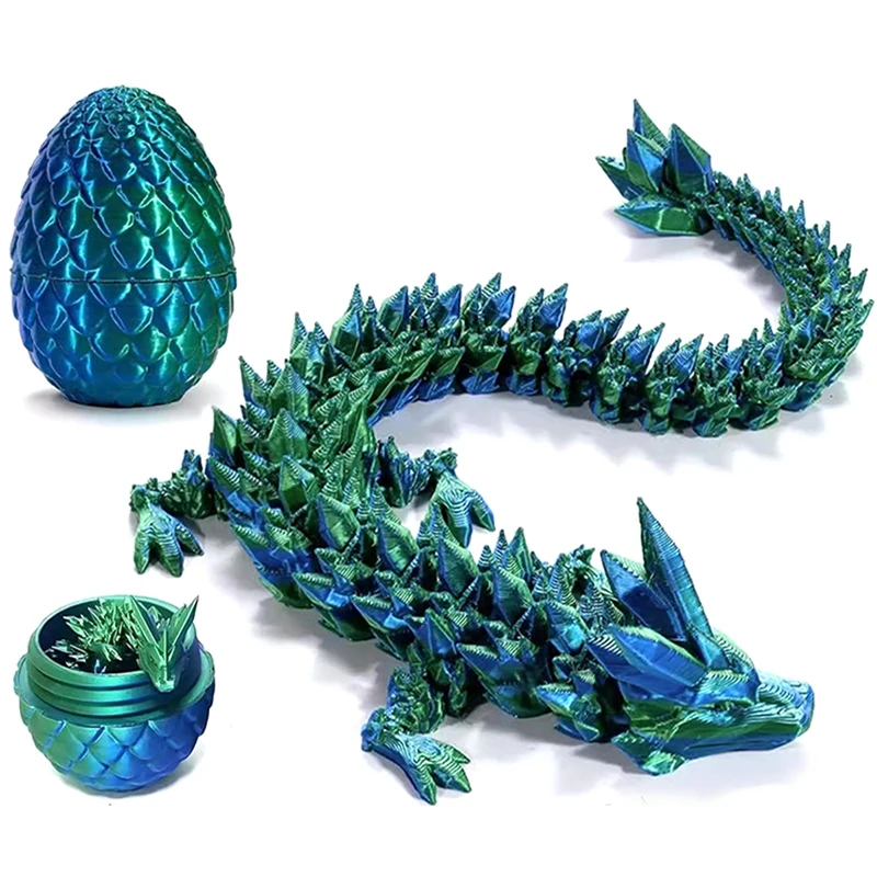 3D Printed Crystal Dragon Egg Rotatable Articulated Mystery Gemstone Dragon Desktop Ornaments Toy Creative Colorful Handicraft