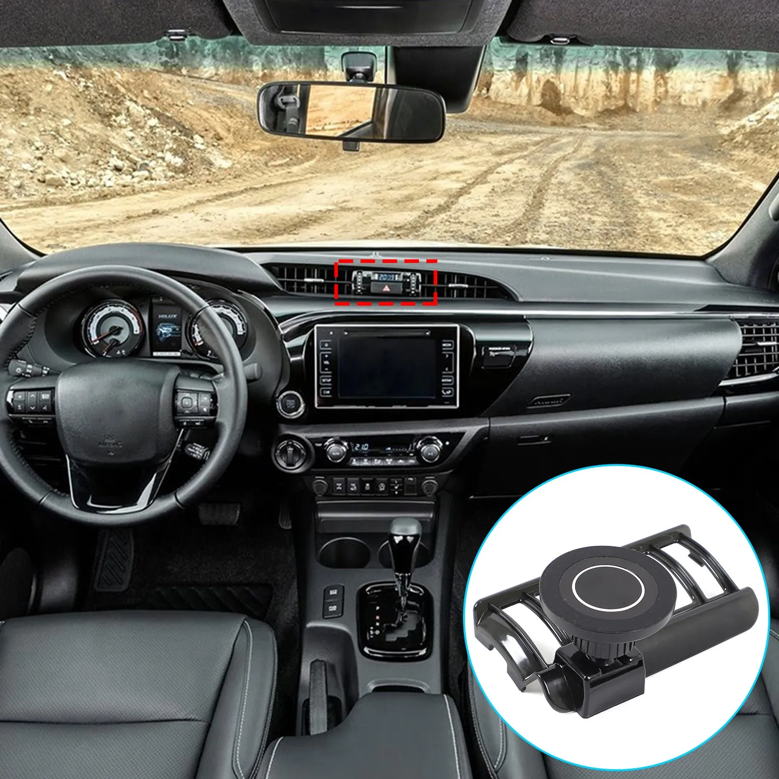 

1PCS Magnetic Type Car Central Dashboard Air Condition Outlet Phone Holder Stand For Toyota Hilux 2017-2023 Cell Mobile Bracket