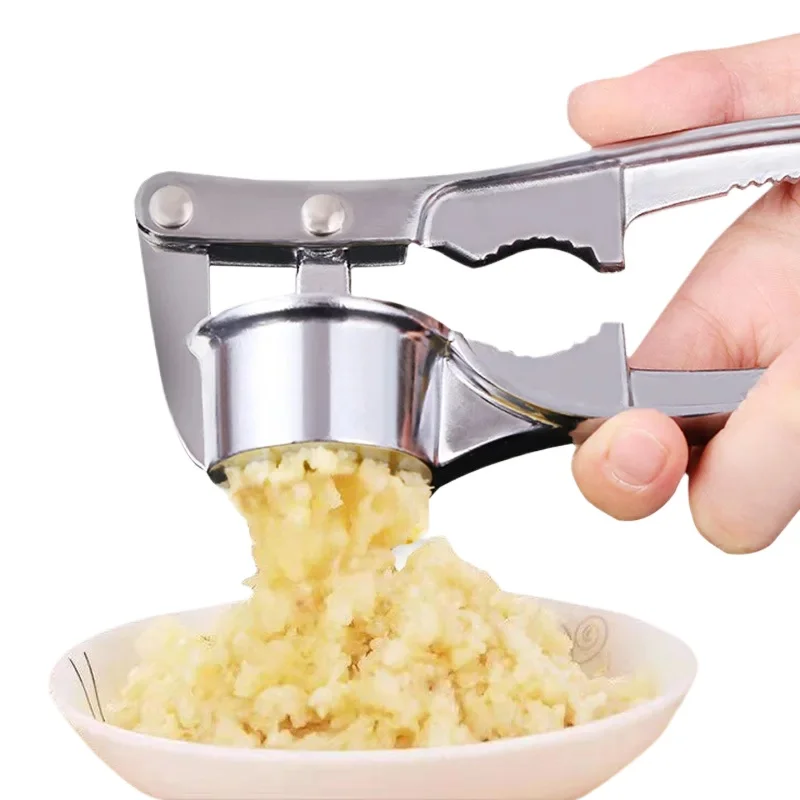 

1PC Garlic Press Stainless Steel, Manual Garlic Crusher Kitchen Gadgets Grinder Tool Zinc Alloy Garlic Smasher-Easy Clean