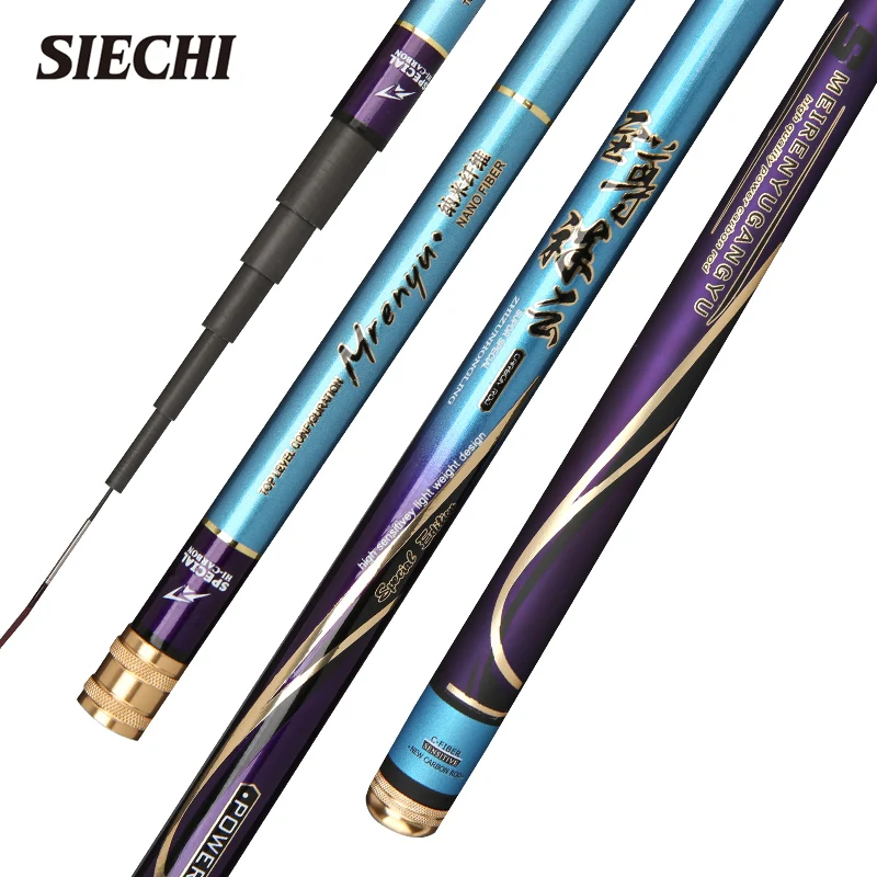 SIECHI 3.6M-7.2M Adjustable Positioning Fishing Rod Telescopic Ultra-Short Carbon Fishing Spinning Ultra Light Hard Stream Rod