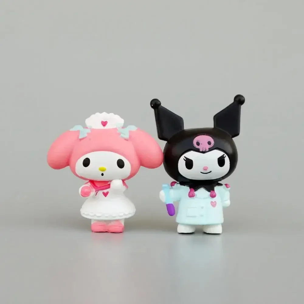 Sanrio Kawaii 5cm รูปตุ๊กตา Kuromi เมโลดี้อนิเมะคอสเพลย์การ์ตูนอุปกรณ์ต่อพ่วงหุ่นแอ็คชั่นญี่ปุ่นของขวัญวัสดุพีวีซี