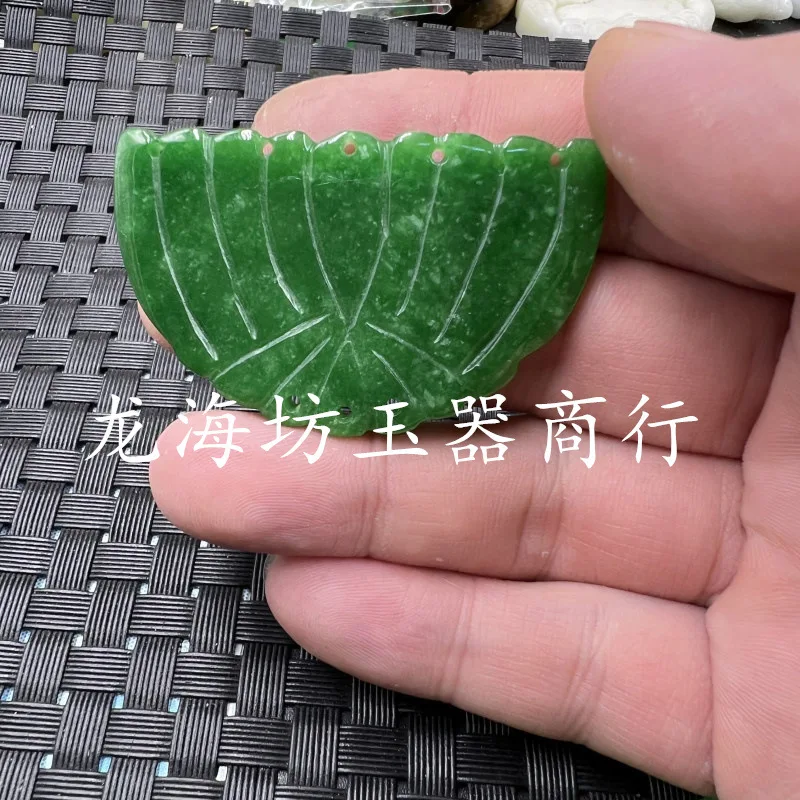 Jade Dried Green Peacock Jade Pendant Emerald Porous Pendant Full Green Pendant Waist Pendant Jade Pendant Factory Wholesale