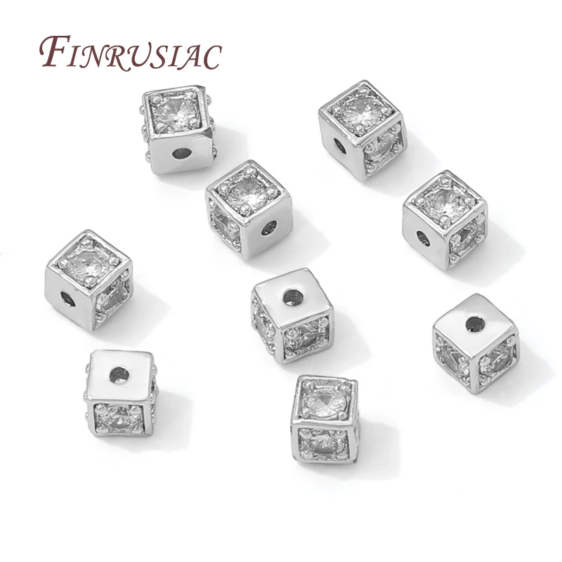 

5mm Square Beads For Bracelets,18K Gold Plated Zircon Spacer Beads For Jewelry Making,Metal Separator Beads,DIY Accessories