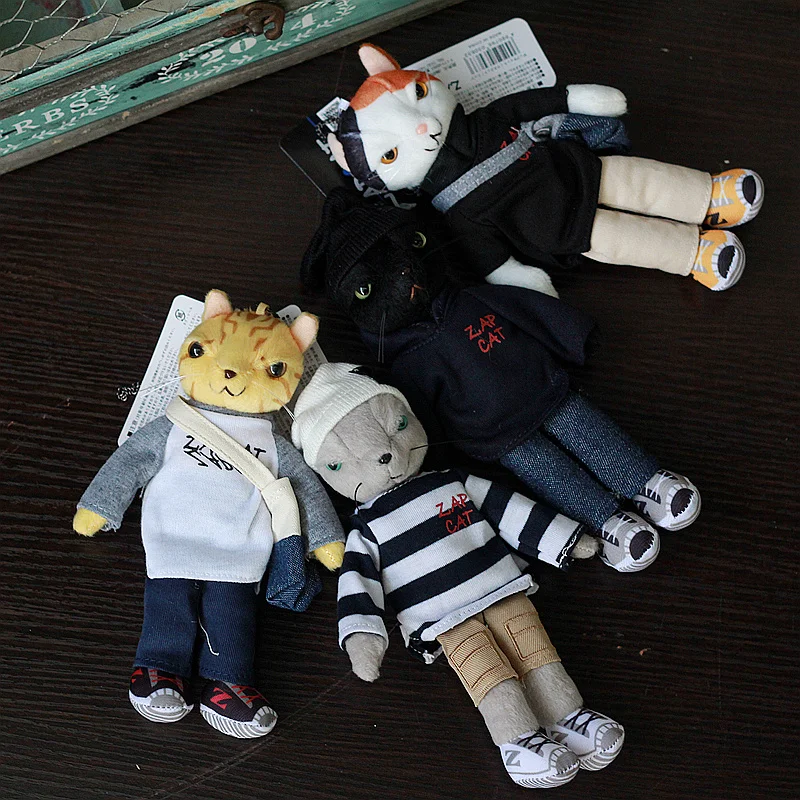 Cool Cat Plush Toy-Harajuku  Keychain Angry Stuffed Animal Hanging Ornament For Bags/Gifts (Funny Cute Accessory)