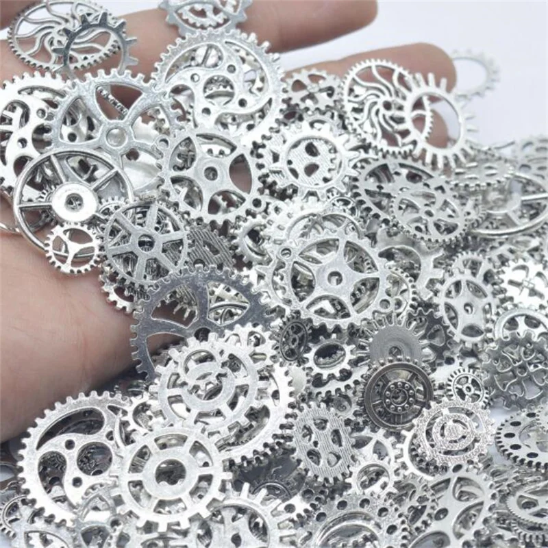 50/100g Random Antique Metal Steampunk Gears Charms For DIY Pendant Necklace Jewelry Phone Craft Making Accessories Supplies