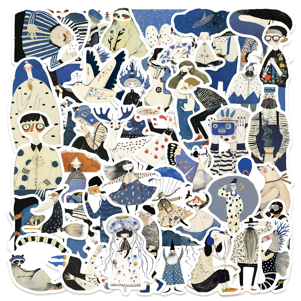 50PCS Abstract Hand Drawn Art Stickers Set for Mobile Phones Skateboards Cups Storage Boxes DIY Decals for Laptops Handbooks