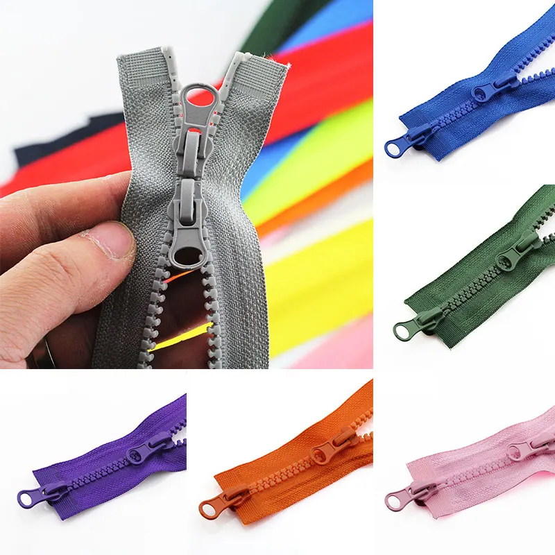 5# Resin Zipper Colorful Double Slider Open End Zip DIY Jacket Clothes Garment Zipper Tailor Sewing Long Zip Accessories 80/90cm