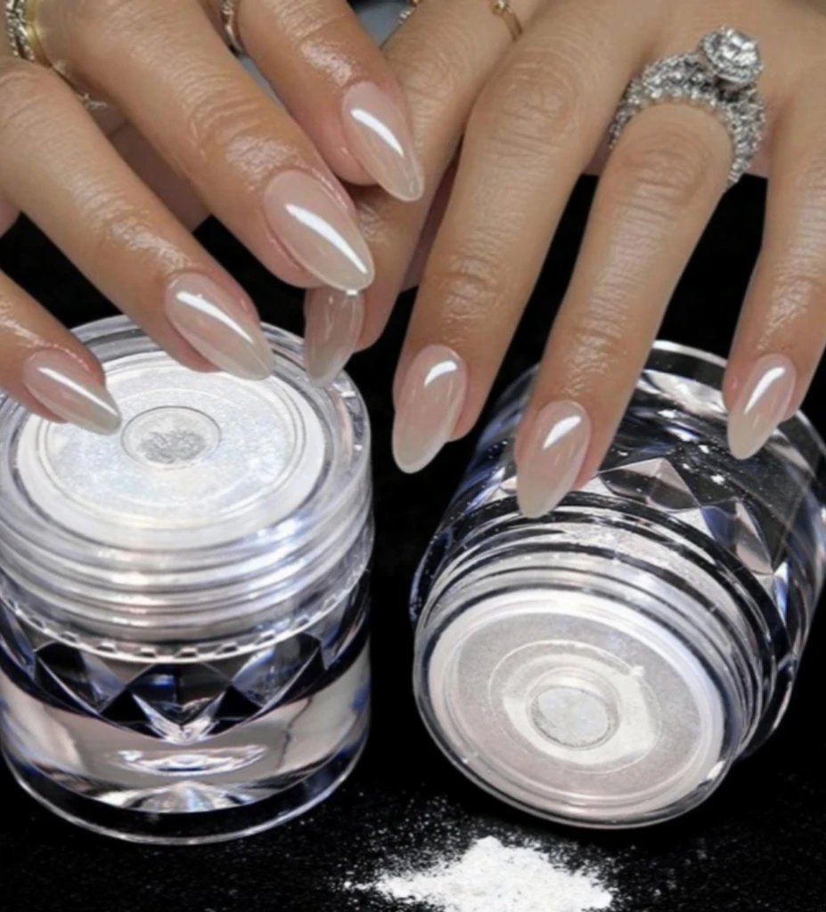 1pc ネイルパウダーアイス透明オーロラ高光沢パールレインボーカラーパウダーメタル顔料ネイルアート作成