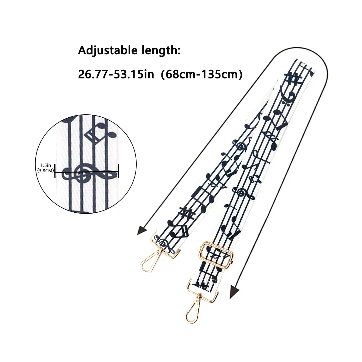 Регулируемая сумка с музыкальными нотами, широкий ремешок, сумка через плечо, женские сумки через плечо, ремень для сумок