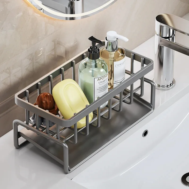 Stainless Steel Sponge Drain Rack for Sink, Dishcloth Storage Shelf, Kitchen Sink Draining Organizer for Dishwashing