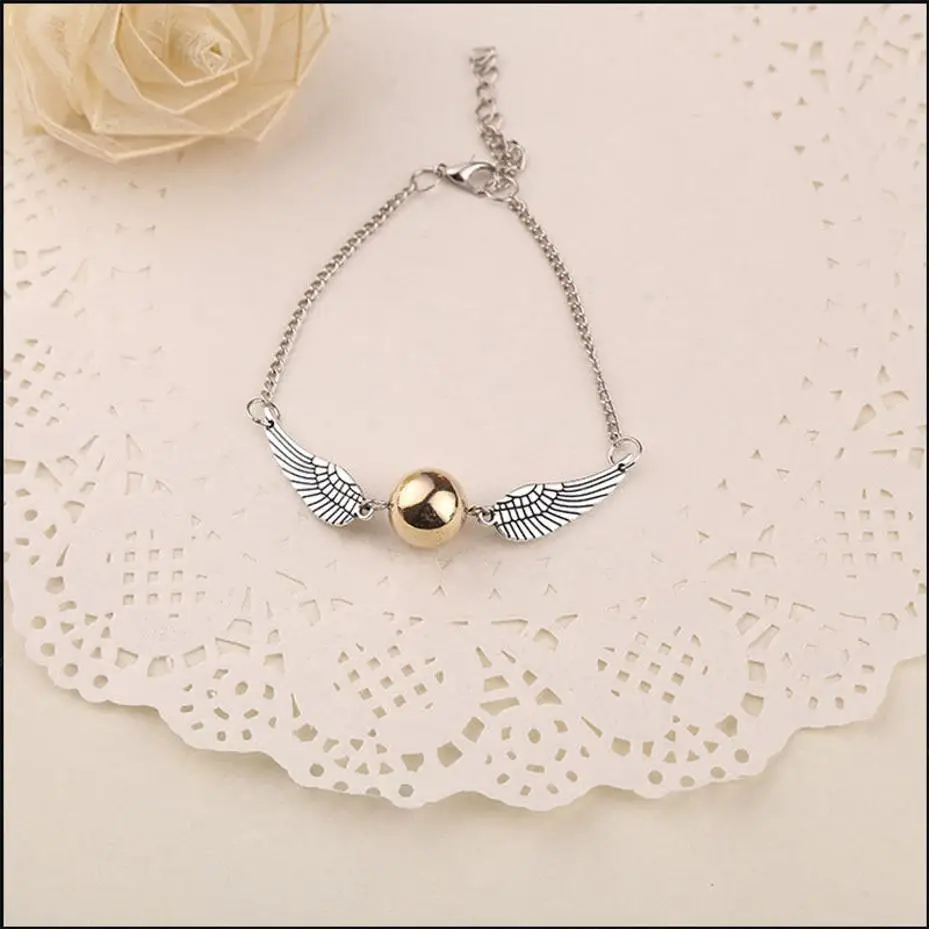 1 Pcs Summer New Vintage Jewelry Retro Tone Golden Snitch Pocket Wings Bracelet Pulseras For Unisex Bijou Statement Jewelry