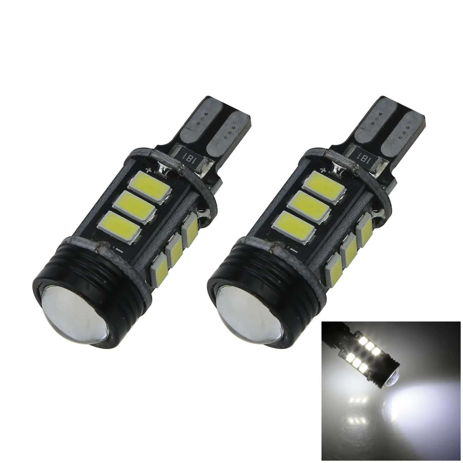 2x White Car T10 W5W Generation Bulb Interior Light PCB 13 Emitters 12x 5630 SMD + 1x COB LED 194 259 2525 A144-W