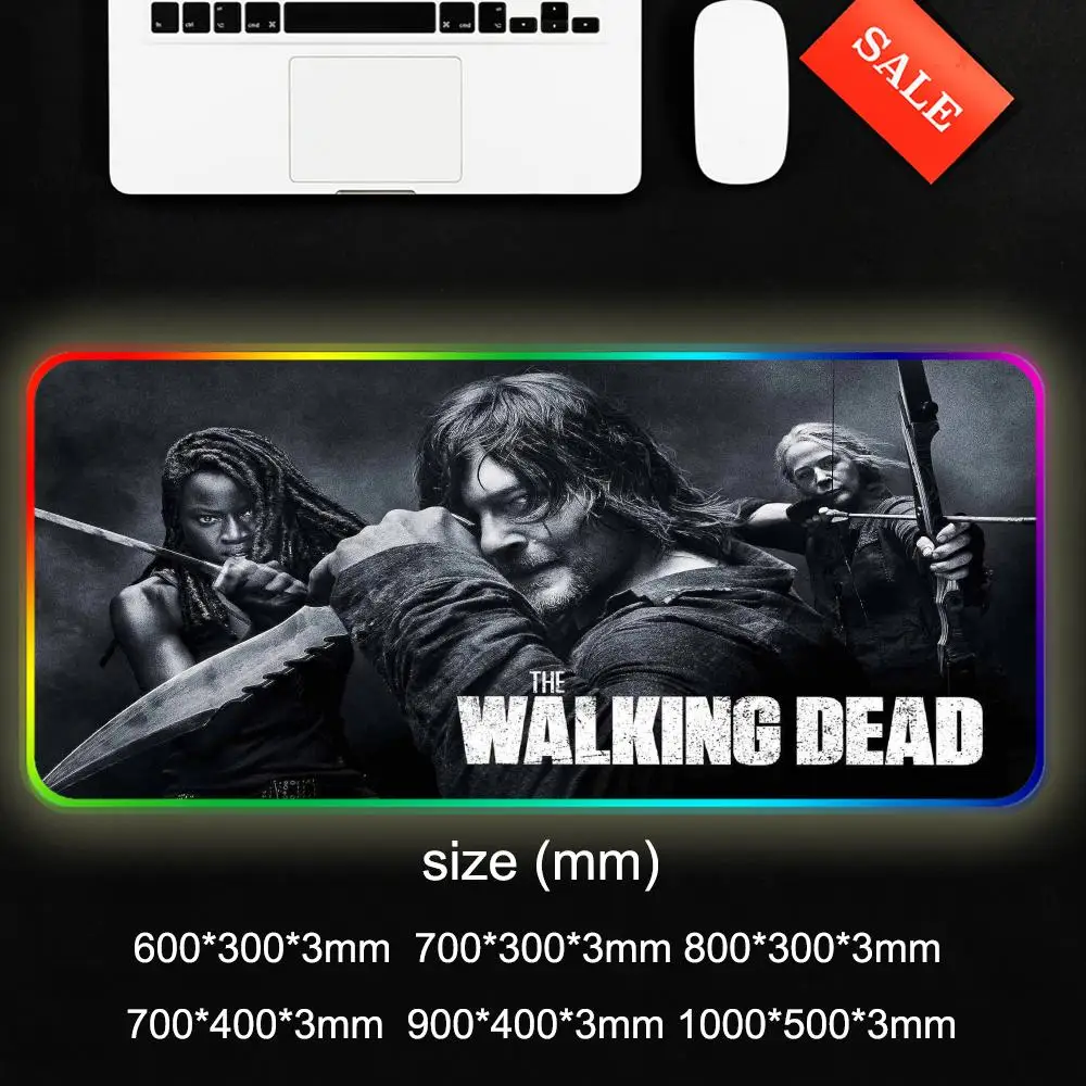 The Walking Dead Mouse Pad Gamer Rgb Desk Mat Back Light Led Mousepad Setup Gaming Accessories Deskmat Big Mousepad Backlight