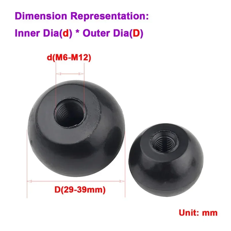 Bakelite Round Ball Head Handle Nut Machine Tool Knob Handwheel For Equipment Control M6 M8 M10 M12