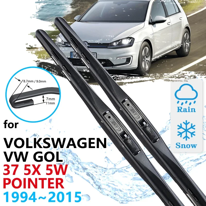 Car Front Wiper Blades For Volkswagen VW Gol 37 5X 5W 1994~2015 Pointer Cleaning Windshield Windscreen Brushes Accessories 2010