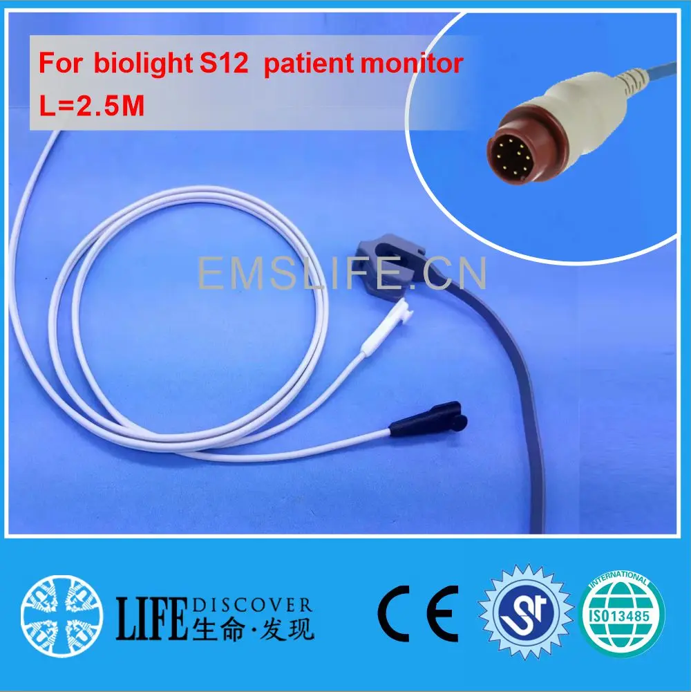 مستشعر Spo2 بمشبك إصبع AWT للبالغين قابل لإعادة الاستخدام متوافق مع جهاز مراقبة المريض Biolight S12 معدات طبية للأطفال حديثي الولادة Ymodel