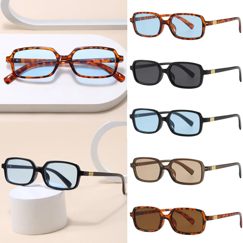 

1pcs/5pcs Small Rectangular Sunglasses Women Retro Simple Eyeglasses Minimalist Style Design Sunshade UV400 Glasses Unisex