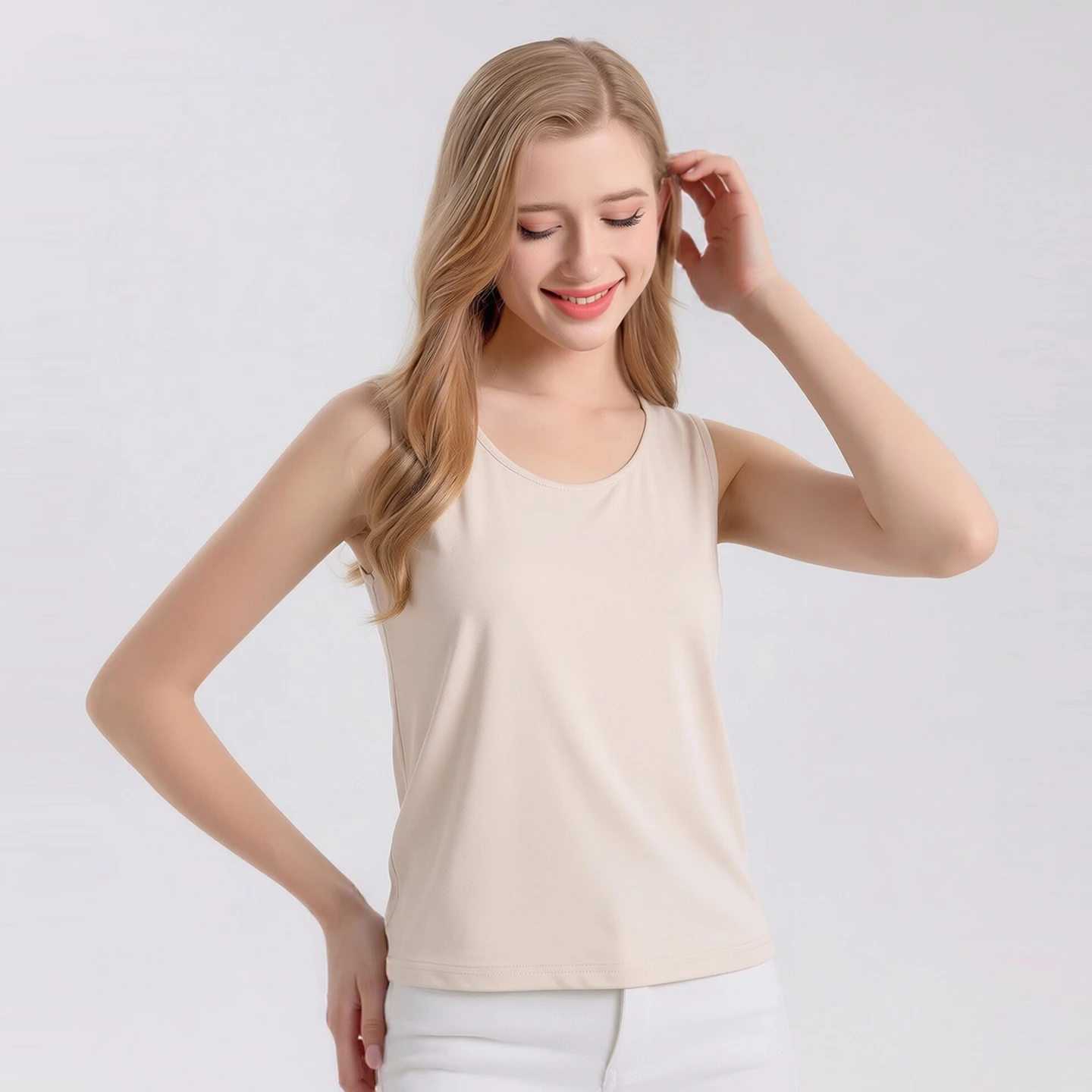 Women's 100% Mulberry Silk Camisole | 42-Needle High-Twist Knitted Tank Top | Loose Fit Slimming Sleeveless Base Layer