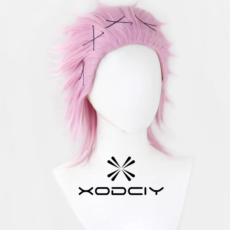 Anime Kunsthaar Windbreaker Mitsuki Kiryu Cosplay Perücken Kurze Rosa Halloween Party Requisiten mit Haarnadeln