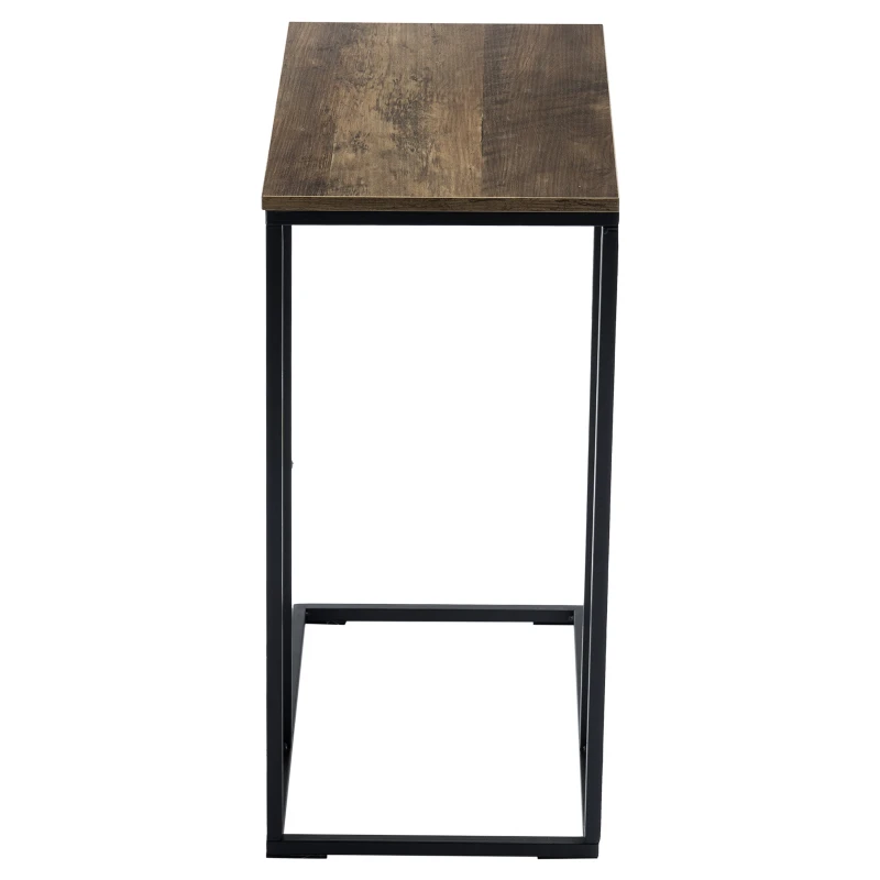 48*28*58cm C Type Single Layer MDF Iron Rectangle Brown Triamine Side Table Black Spray