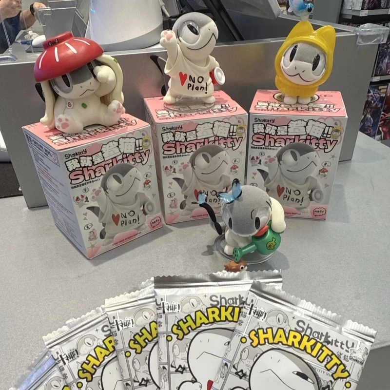 

Genuine Sharkitty Ver.1 Series Flocking Blind Box Kawaii Animal Figure Surprise Box Desk Decor Ornament Birthday Christmas Gift