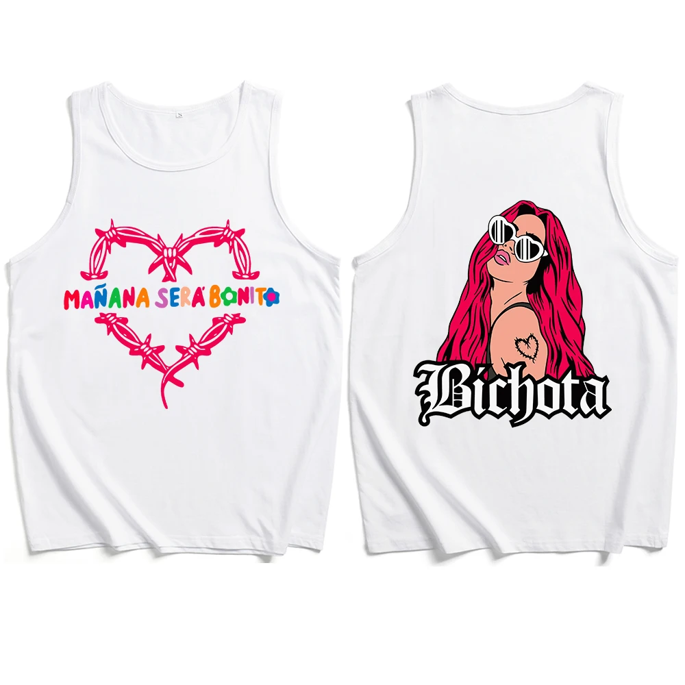 2024 Karol G Bichota Fashion Music Shirts Vest Tank Tops T-Shirt Man Woman Tops Sleeveless