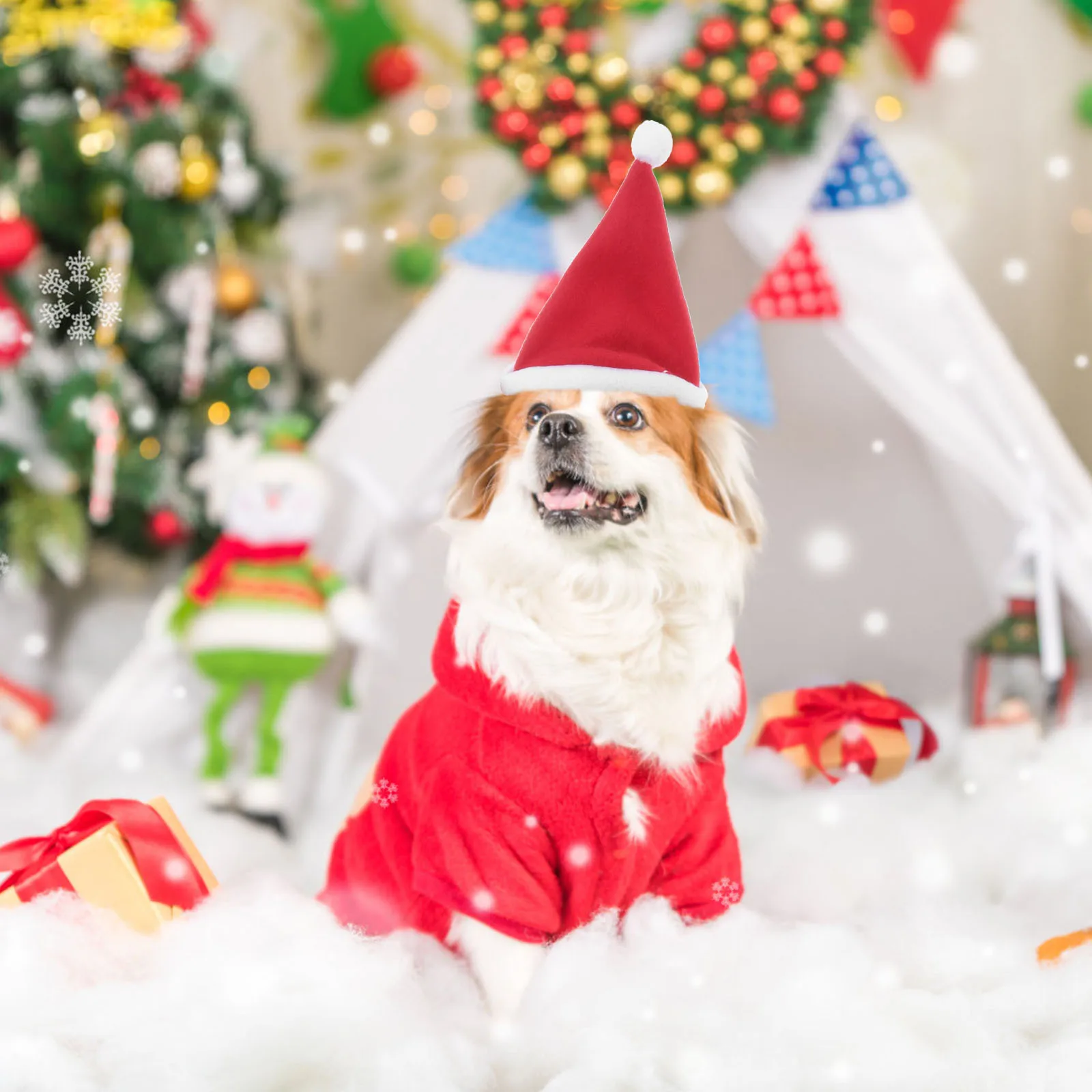 

Pet Hat Scarf Set Christmas Red Size Comfortable Fleece Pet Hat Scarf Party Props Dog Cat Cosplay Clothes Decorative