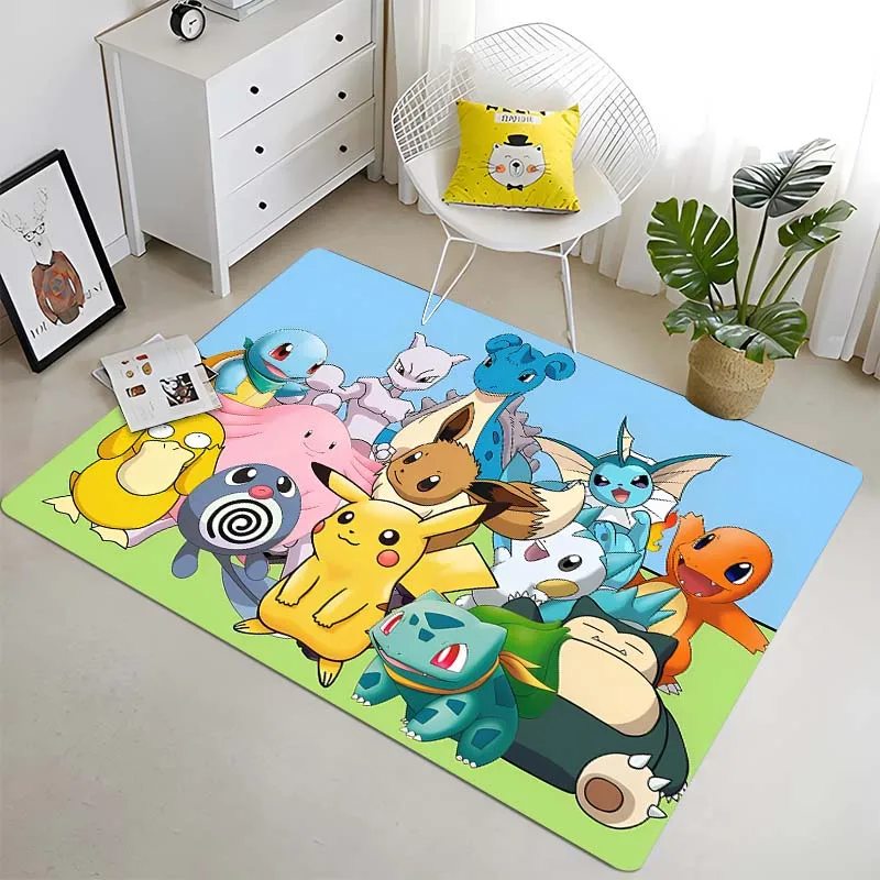 Kawaii Pokémon Icon Pattern Living Room Bedroom Carpet Bedside Bathroom Floor Mat Kid's Room Play Mats Non-slip Mat Area Rug