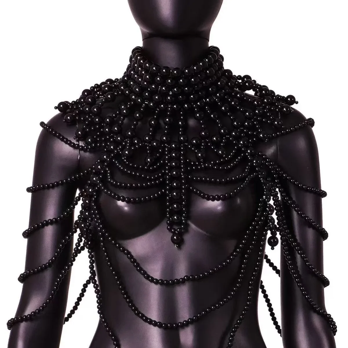 2026 New European and American style exaggerated retro heavy industry hand-beaded multi-layer pearl sexy body chain