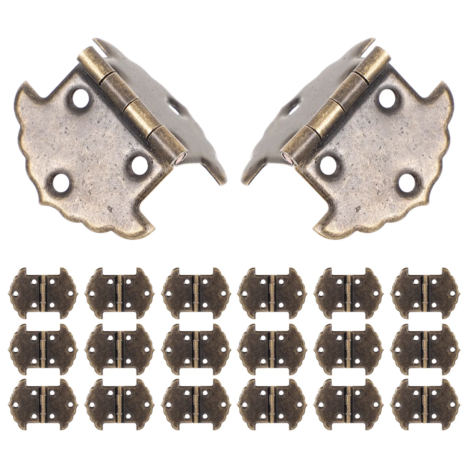 20Pcs Vintage Hinges Retro Metal Cabinet Hinges Replacement for Wooden Chest Wine Hardware