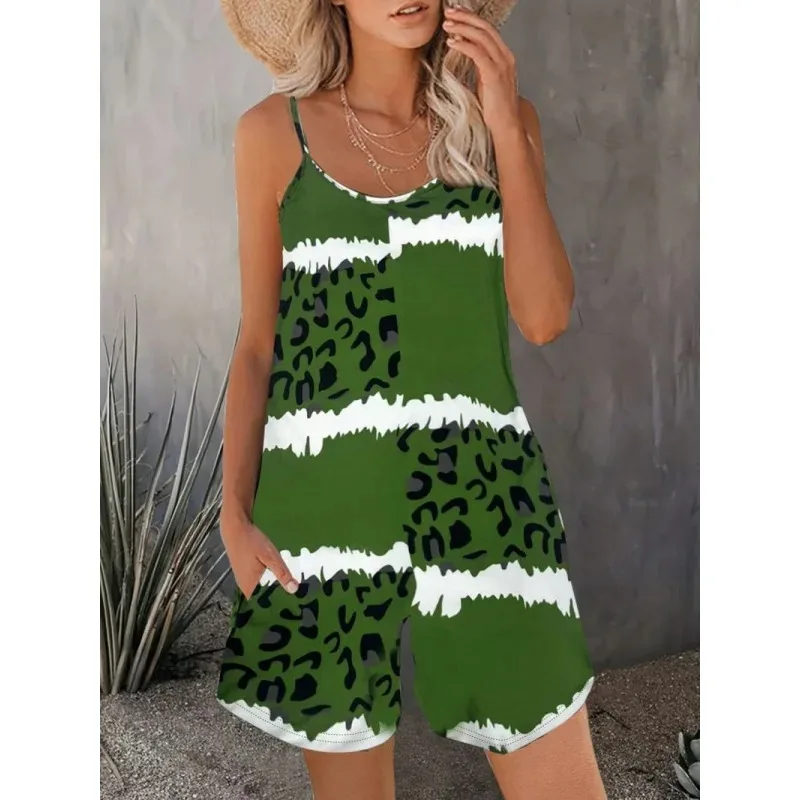 

Printed Jumpsuit Cross-Border Foreign Trade Women's Summer New European and American Casual Strap