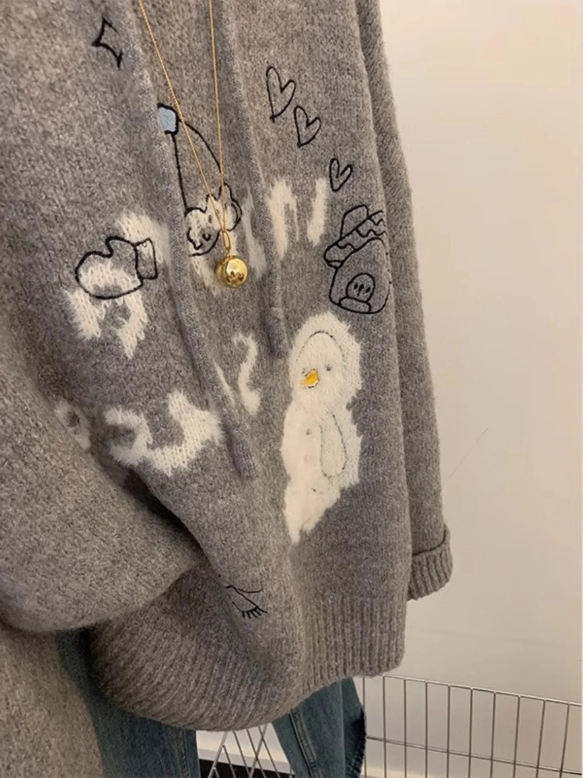 مقنعين طويلة Sve البلوز كلية Sle كسول الدب Fce لينة مريحة المرأة الخريف الشتاء محبوك أعلى منتصف طول #5