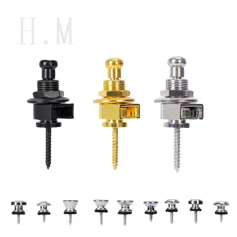 2PCS Guitar Bass Strap Lock Skidproof StrapLock Locking Pegs Pins Guitar Strap Lock Pins Metal End - 3 Color For Choose