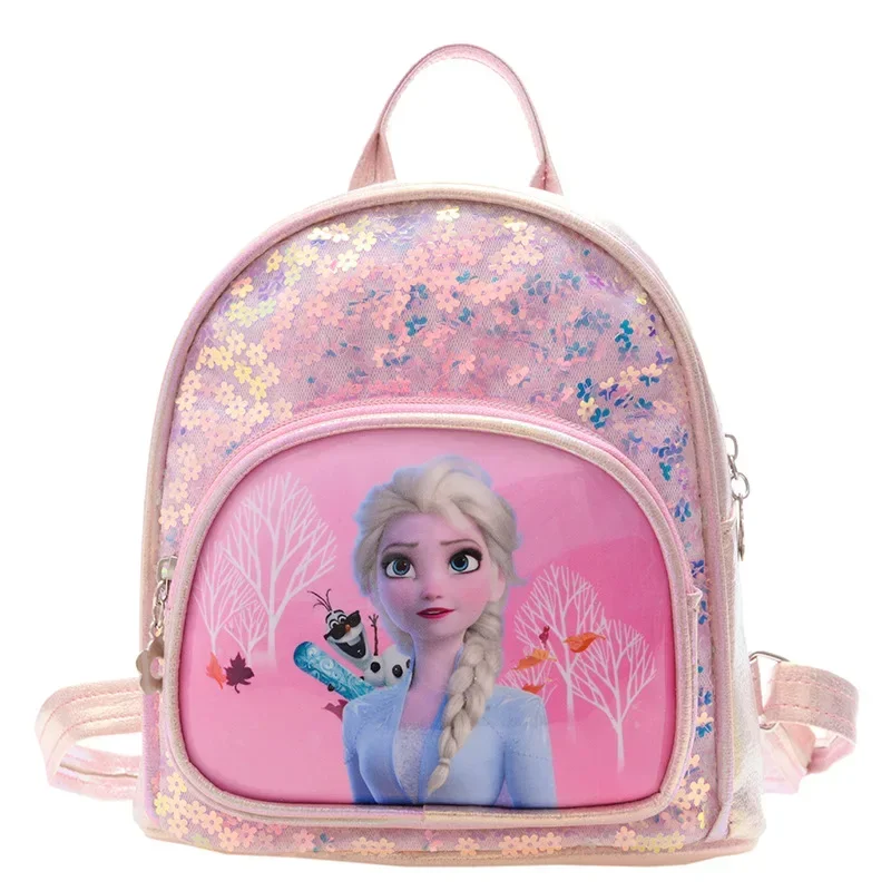 New Disney Frozen 2 Children Sequins Tide Sequins Backpack Double Zipper Small Fresh Cute Bag for Children Festival Gift