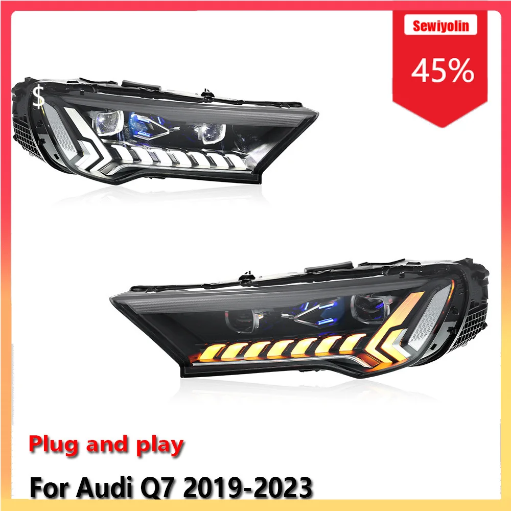 

Car Lamps Headlight Assemblies For Audi Q7 2019-2023 Fog DRL Brake Turn Signal Lamp Plug and Play