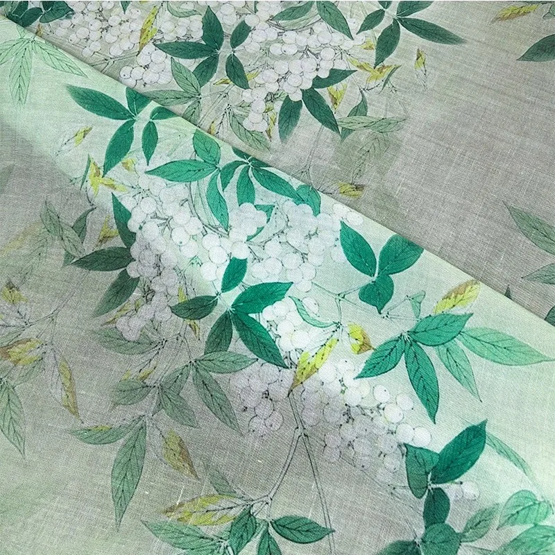 

1 ярд, высококачественная ткань рами, ткань с белым фруктовым принтом, ткань ручной работы по индивидуальному заказу, сделай сам, для платьев, одежды, ткань для шитья