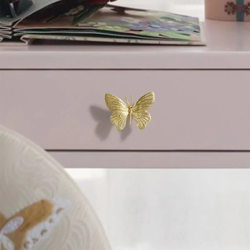 Fashion Creativity Butterfly Brass Cabinet Handles - Light luxury Wardrobe Door Pulls,Children's Room Copper Drawer Knobs - Image 3