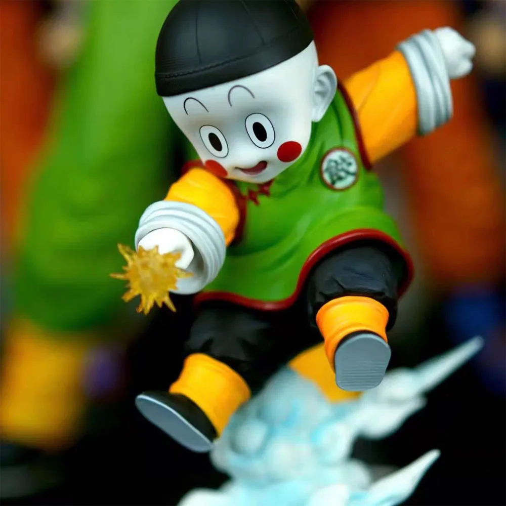 재고 있음 새로운 애니메이션 드래곤 볼 귀여운 피규어 Chiaotzu 액션 장면 장난감 GK 모델 컬렉션 데스크탑 장식 어린이 인형 선물